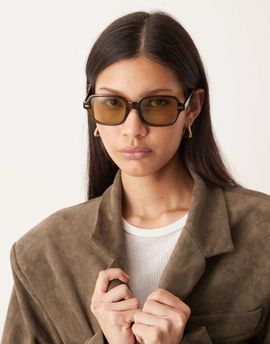 ASOS DESIGN ASOS DESIGN square frame light tint sunglasses in green with tonal lenses