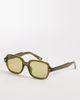 ASOS DESIGN ASOS DESIGN square light tint sunglasses in crystal khaki frame with green lens - 1