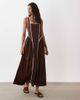 ASOS DESIGN ASOS DESIGN square neck midi dress with sculpted bust and contrast piping in chocolate-Brown - 1