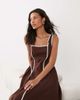 ASOS DESIGN ASOS DESIGN square neck midi dress with sculpted bust and contrast piping in chocolate-Brown - 2