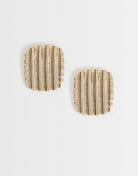 ASOS DESIGN ASOS DESIGN square stud earrings in gold tone with ridged effect