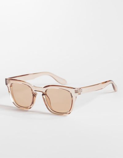 ASOS DESIGN ASOS DESIGN square sunglasses with brown lenses in crystal pink