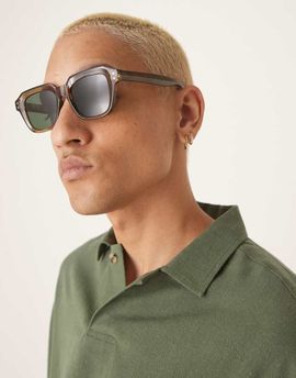 ASOS DESIGN ASOS DESIGN square sunglasses with green smoke lens and chunky green frame