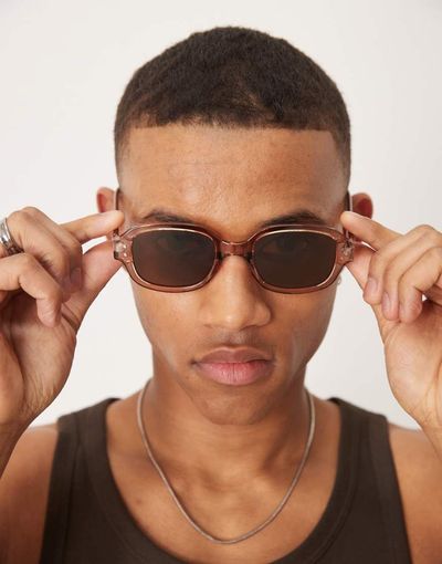 ASOS DESIGN ASOS DESIGN square sunglasses with solid brown lens and crystal brown frame