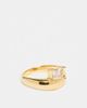 ASOS DESIGN ASOS DESIGN stainless steel bubble wave ring with square sparkly crystal stone set in gold tone - 1