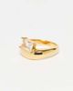 ASOS DESIGN ASOS DESIGN stainless steel bubble wave ring with square sparkly crystal stone set in gold tone - 2