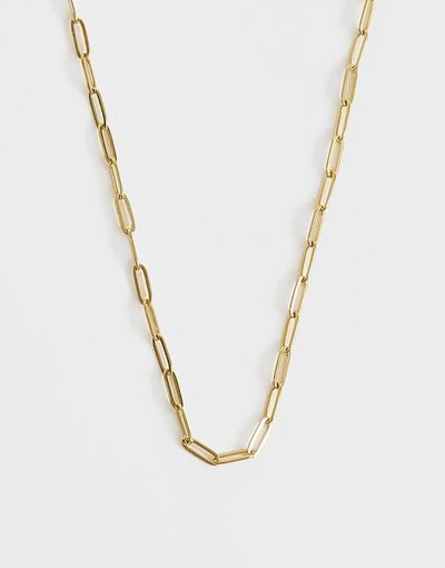ASOS DESIGN ASOS DESIGN stainless steel paperchain charm necklace in gold