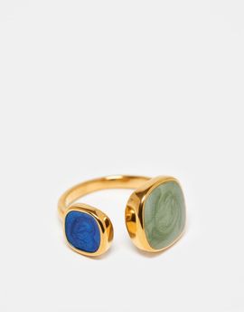 ASOS DESIGN ASOS DESIGN Stainless Steel wrap around ring with faux semi precious stones in gold tone