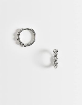 ASOS DESIGN ASOS DESIGN star row cubic zirconia hoop earrings in silver