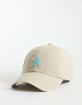 ASOS DESIGN ASOS DESIGN starfish motif cap in washed stone-Neutral