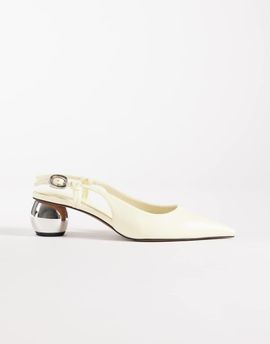 ASOS DESIGN ASOS DESIGN Starlight slingback ball heel shoes in buttermilk-Yellow