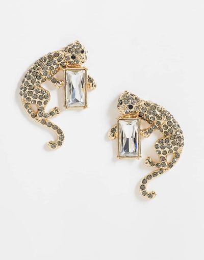 ASOS DESIGN ASOS DESIGN statement earrings with jaguar design in gold tone