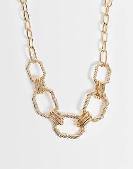 ASOS DESIGN ASOS DESIGN statement necklace with squared-off chain links in gold tone