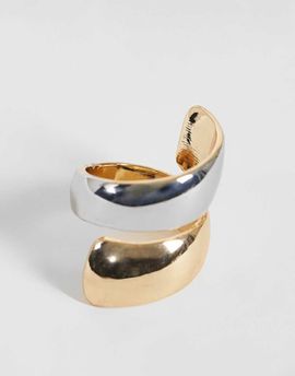 ASOS DESIGN ASOS DESIGN Statement ring in mixed metal with wrap around design-GOLD