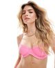 ASOS DESIGN ASOS DESIGN Stella seersucker underwire bikini top in pink - 1