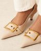ASOS DESIGN ASOS DESIGN Stellar buckle detail kitten heels in beige-Neutral - 3