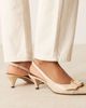 ASOS DESIGN ASOS DESIGN Stellar buckle detail kitten heels in beige-Neutral - 4