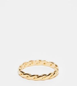 ASOS DESIGN ASOS DESIGN sterling silver gold plated twisted rope band ring in gold