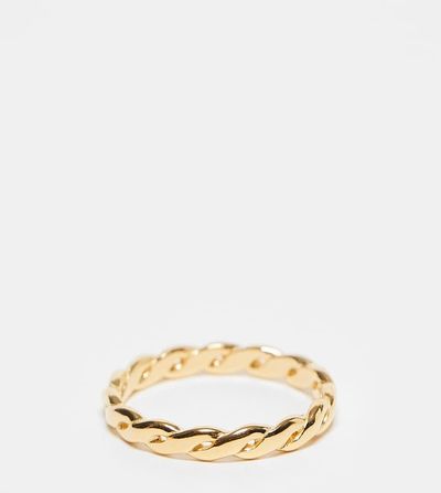 ASOS DESIGN ASOS DESIGN sterling silver gold plated twisted rope band ring in gold