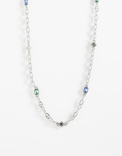 ASOS DESIGN ASOS DESIGN stone and chain necklace in silver