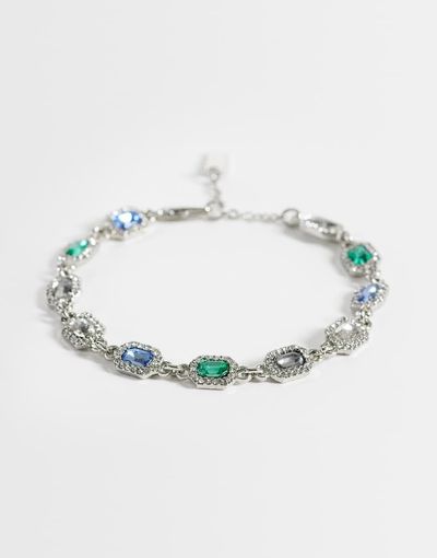 ASOS DESIGN ASOS DESIGN stone set chain bracelet in silver tone