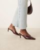 ASOS DESIGN ASOS DESIGN Storm chisel toe mid heel mule in burgundy croc-Red - 1