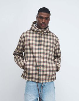 ASOS DESIGN ASOS DESIGN stormMAX™ water repellent oversized raincoat in plaid-Brown