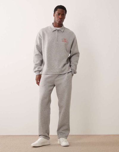 ASOS DESIGN ASOS DESIGN straight fit sweatpants with woven label in gray heather - part of a set