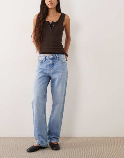 ASOS DESIGN ASOS DESIGN straight leg full length jean in bleach wash-Blue