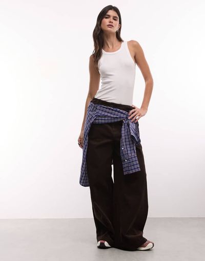 ASOS DESIGN ASOS DESIGN straight leg pants in cord in chocolate brown