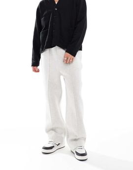 ASOS DESIGN ASOS DESIGN straight leg scuba sweatpants in white heather-Red