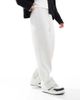ASOS DESIGN ASOS DESIGN straight leg scuba sweatpants in white heather-Red - 2