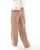 ASOS DESIGN ASOS DESIGN straight leg seersucker pants in rust stripe-Multi - 2