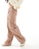 ASOS DESIGN ASOS DESIGN straight leg seersucker pants in rust stripe-Multi - 4