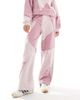 ASOS DESIGN ASOS DESIGN straight leg sweatpants with patchwork detail in pink wash - part of a set - 4
