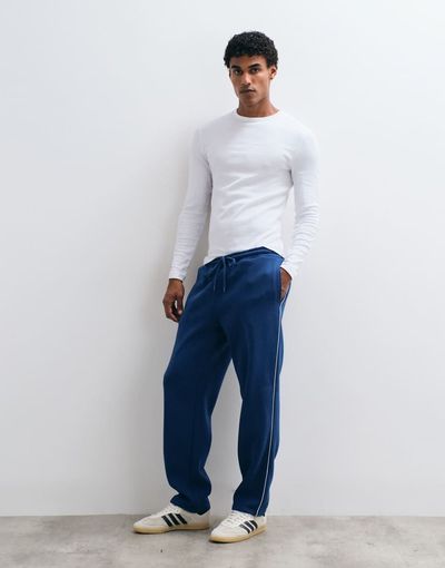 ASOS DESIGN ASOS DESIGN straight leg sweatpants with piping in blue
