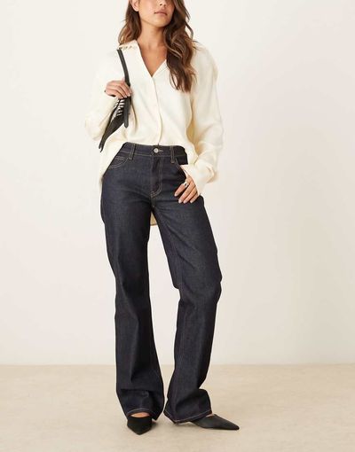 ASOS DESIGN ASOS DESIGN straight low rise jeans in inky wash-Blue