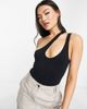 ASOS DESIGN ASOS DESIGN strappy asymmetric cut-out bodysuit in black - 1