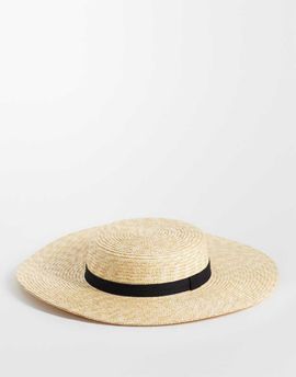 ASOS DESIGN ASOS DESIGN straw boater hat in natural-Brown
