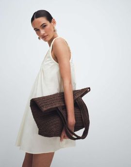 ASOS DESIGN ASOS DESIGN straw crochet tote in chocolate-Brown