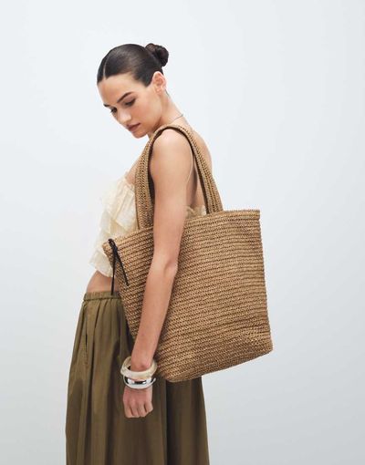 ASOS DESIGN ASOS DESIGN straw crochet tote in natural-Neutral