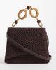 ASOS DESIGN ASOS DESIGN straw crossbody bag with resin top handle and detachable cross body strap in chocolate-Brown - 1