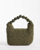 ASOS DESIGN ASOS DESIGN straw grab clutch bag with resin ball handle in olive-Green - 1
