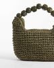ASOS DESIGN ASOS DESIGN straw grab clutch bag with resin ball handle in olive-Green - 4