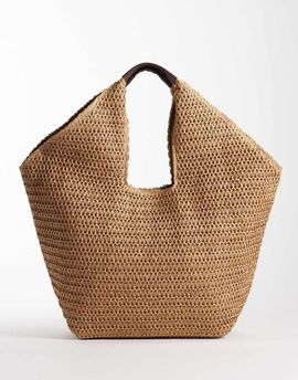 ASOS DESIGN ASOS DESIGN straw oversized vase tote bag in natural-Neutral