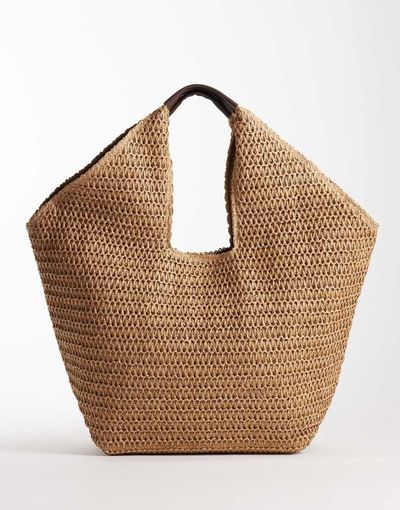 ASOS DESIGN ASOS DESIGN straw oversized vase tote bag in natural-Neutral