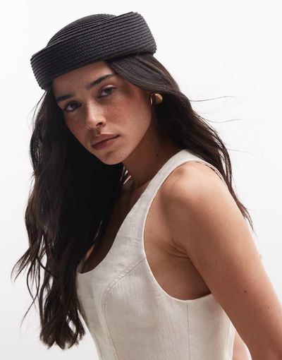 ASOS DESIGN ASOS DESIGN straw pillbox hat in black