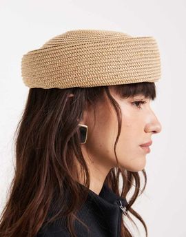 ASOS DESIGN ASOS DESIGN straw pillbox hat in natural-Neutral