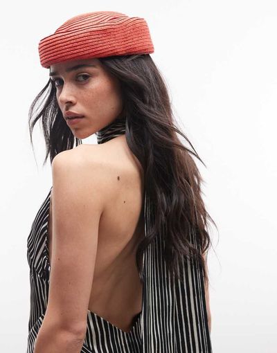 ASOS DESIGN ASOS DESIGN straw pillbox hat in red