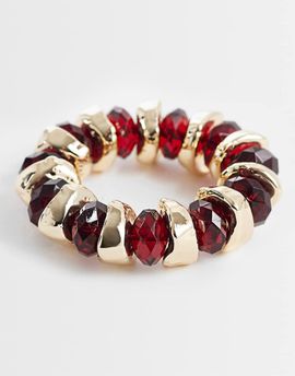 ASOS DESIGN ASOS DESIGN stretch bracelet in burgundy resin and gold tone-Red